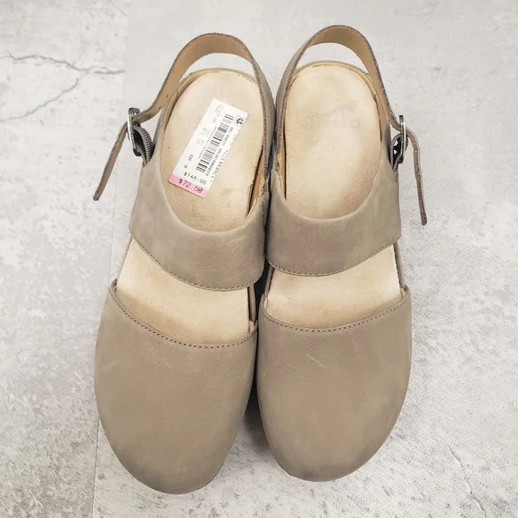 Dansko Taupe Milled Nubuck Mary Jane Comfortable Clogs, 39 - Picture 3 of 7